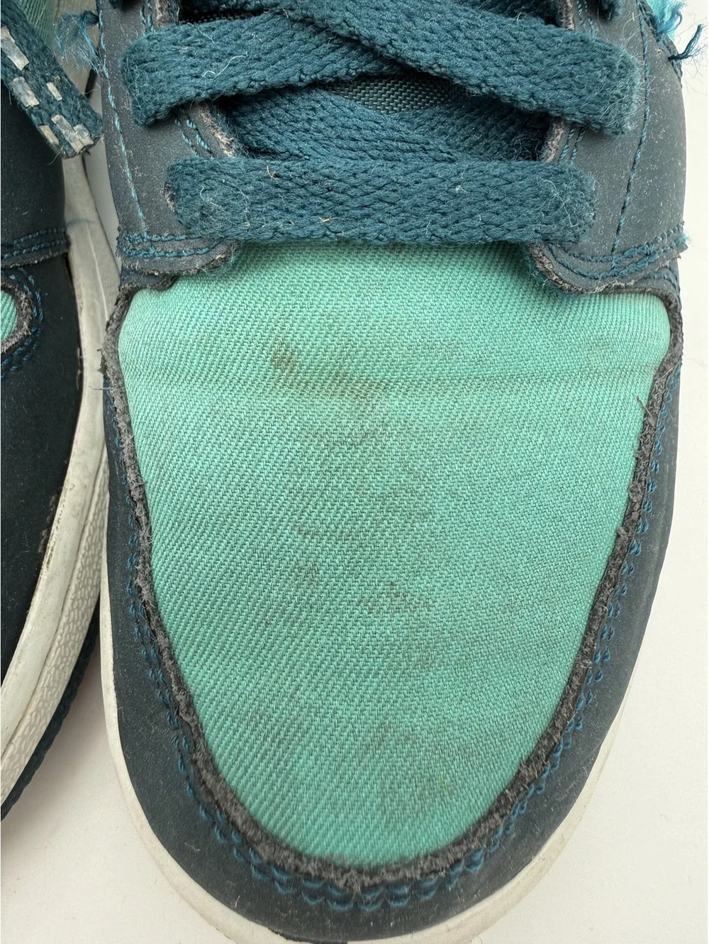 Nike Air Jordan 1 Mid Teal and Black Sneakers, Youth Size 6